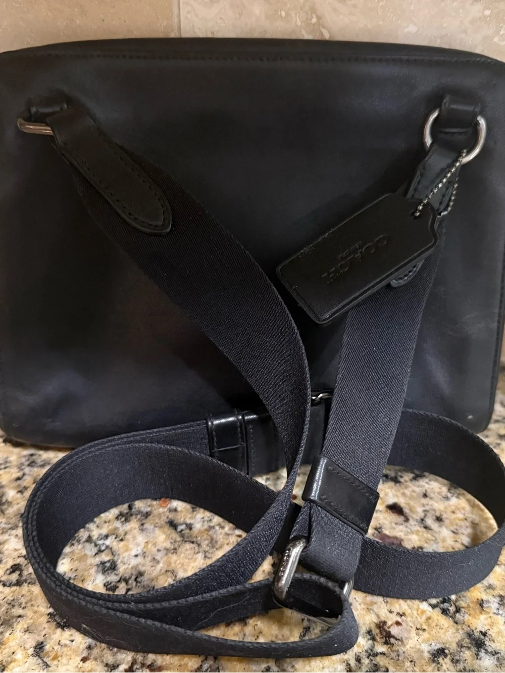 Coach Vintage Black Leather Crossbody Belt Bag Fanny pack